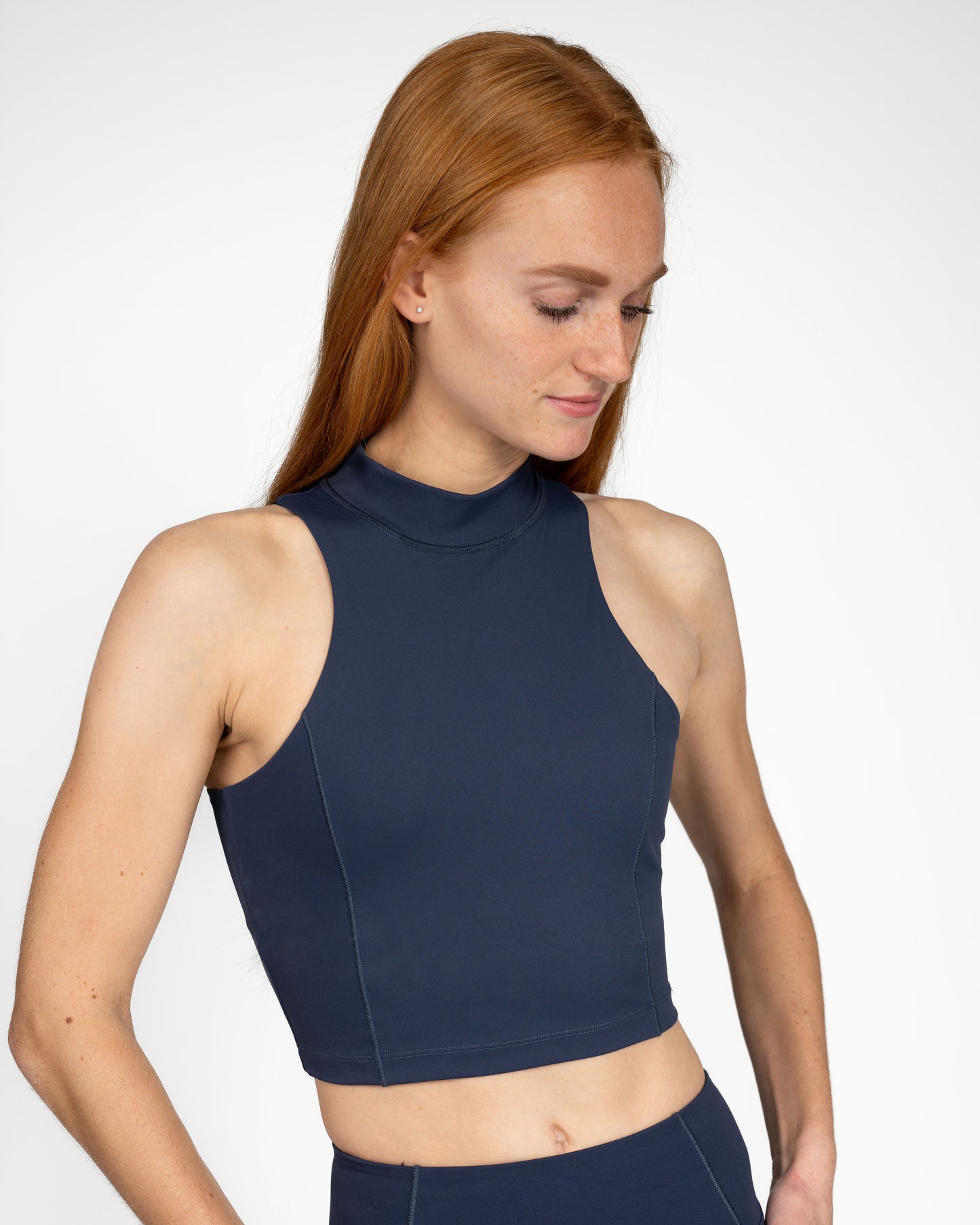 Sport crop top voor dames, navy, donkerblauw, blauw, ondersteunende sportkleding, Fanatique Sportswear