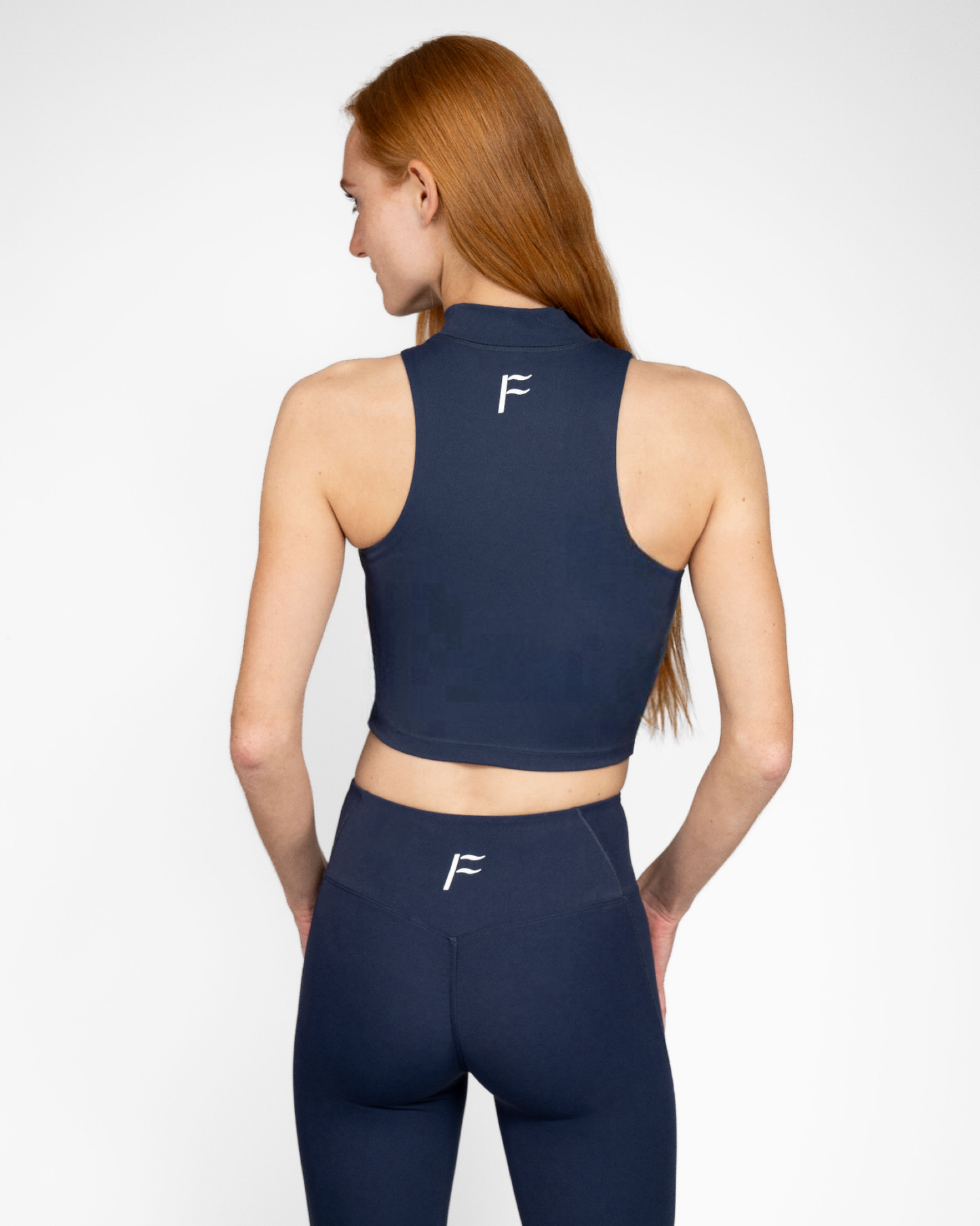 Sport crop top voor dames, navy, donkerblauw, blauw, ondersteunende sportkleding, Fanatique Sportswear