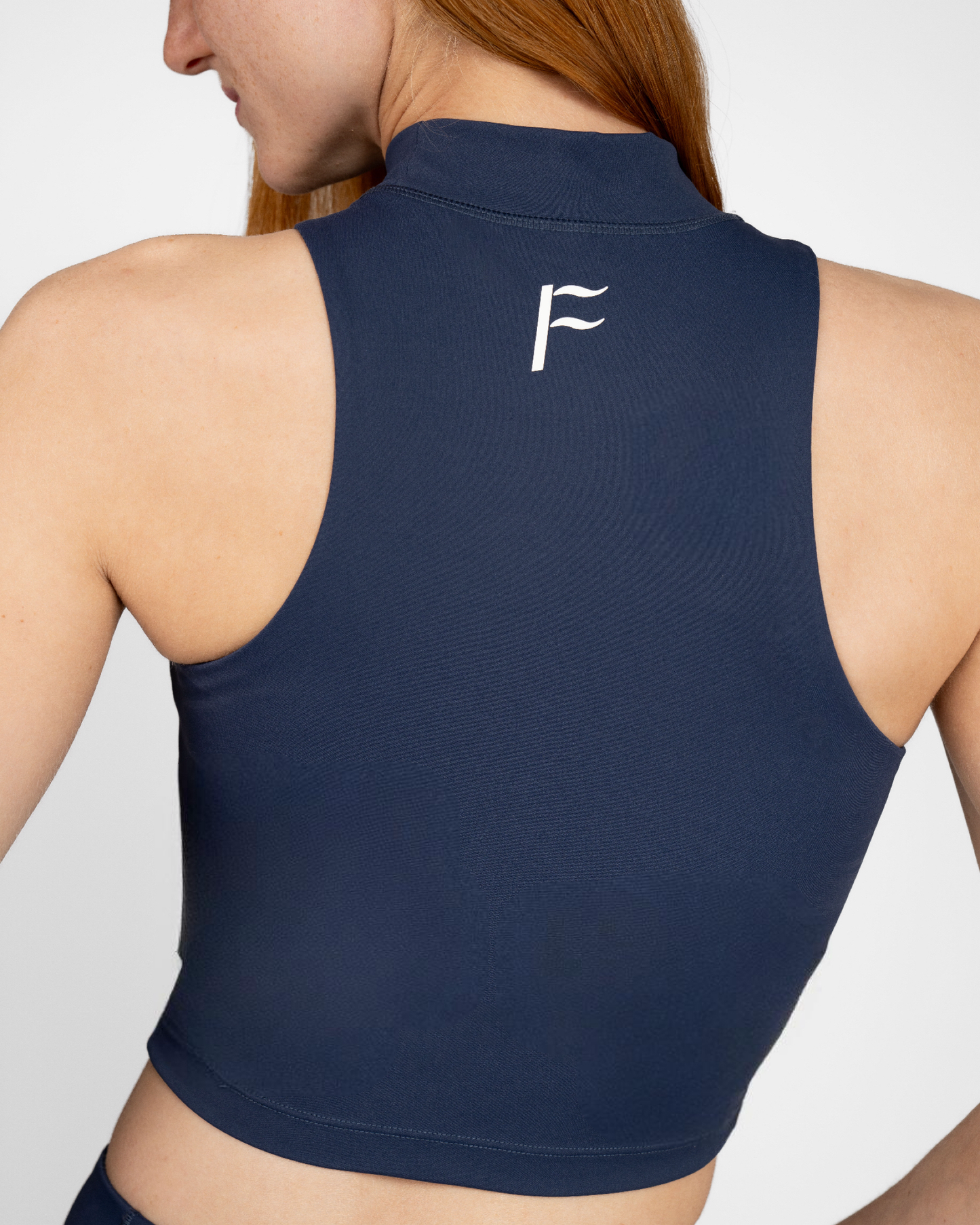 Sport crop top voor dames, navy, donkerblauw, blauw, ondersteunende sportkleding, Fanatique Sportswear