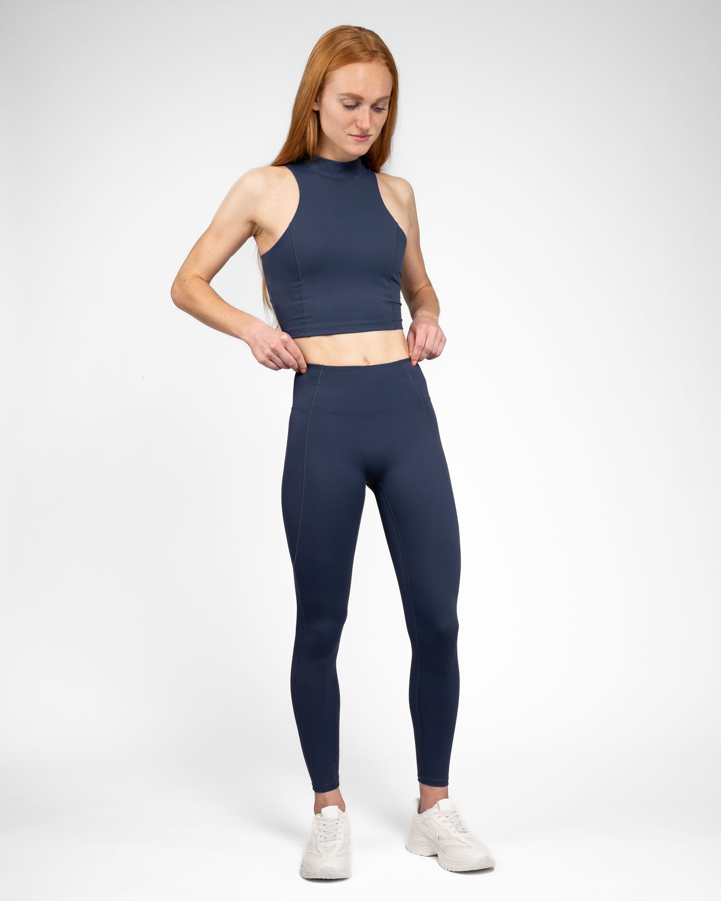 Sport crop top, sportlegging voor dames, navy, donkerblauw, blauw, ondersteunende sportkleding, Fanatique Sportswear