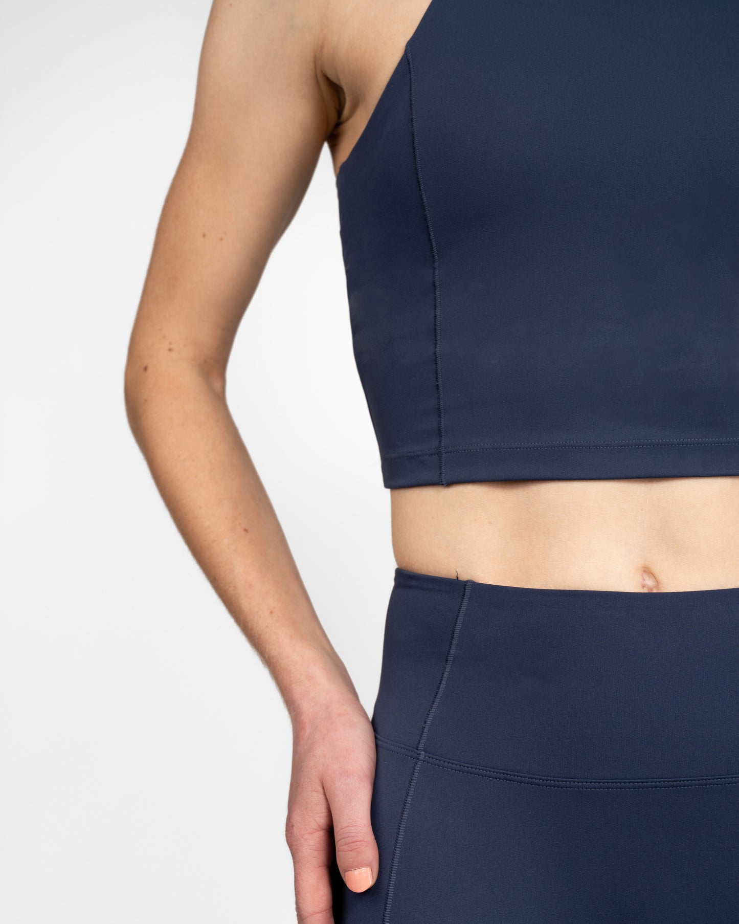 marineSport crop top voor dames, navy, donkerblauw, blauw, ondersteunende sportkleding, Fanatique Sportswear