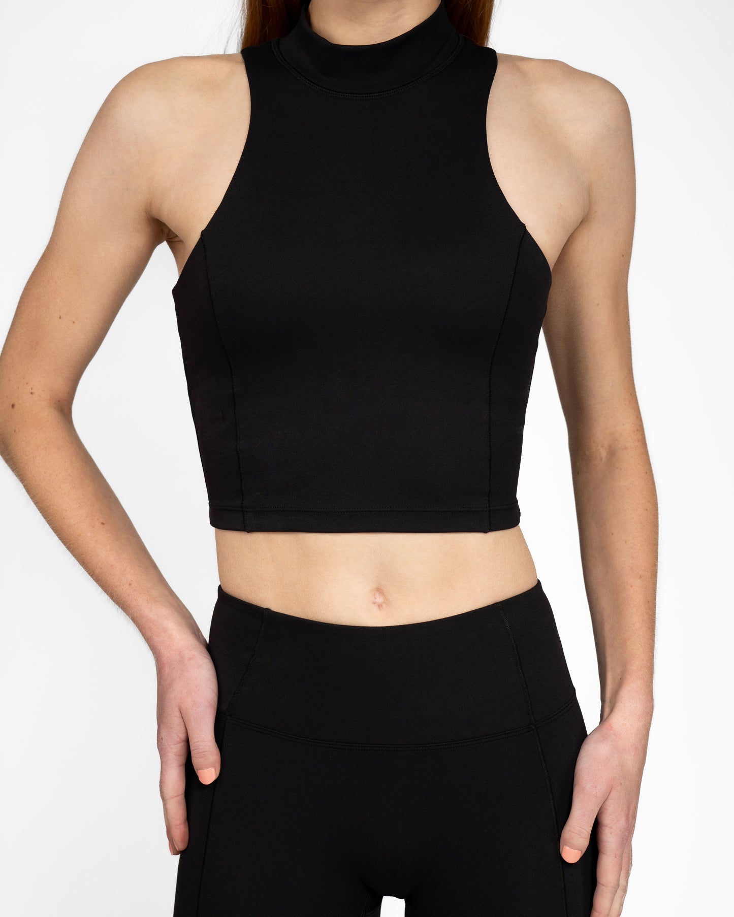 Sport crop top voor dames, zwart, black, ondersteunende sportkleding, Fanatique Sportswear