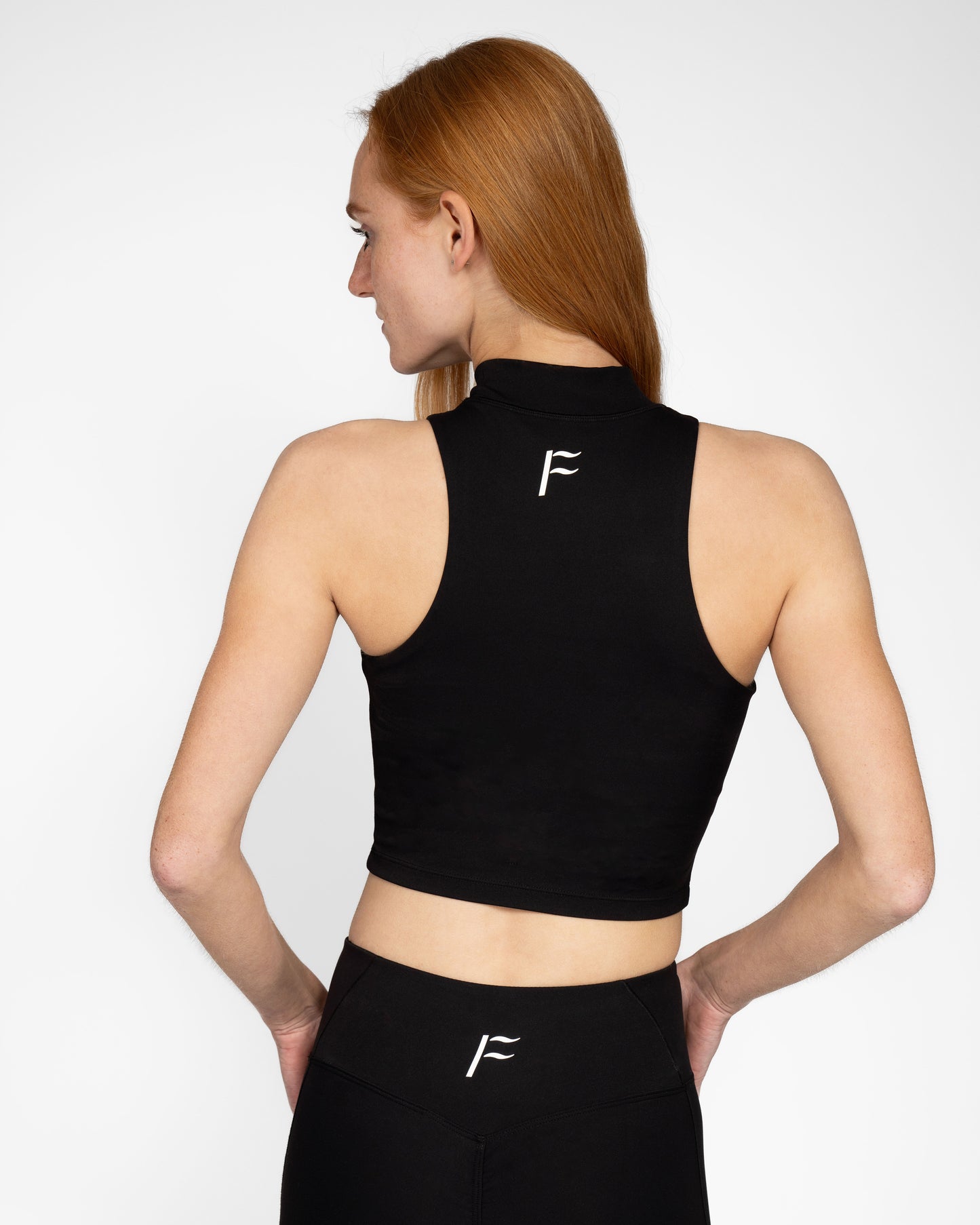 Sport crop top voor dames, zwart, black, ondersteunende sportkleding, Fanatique Sportswear