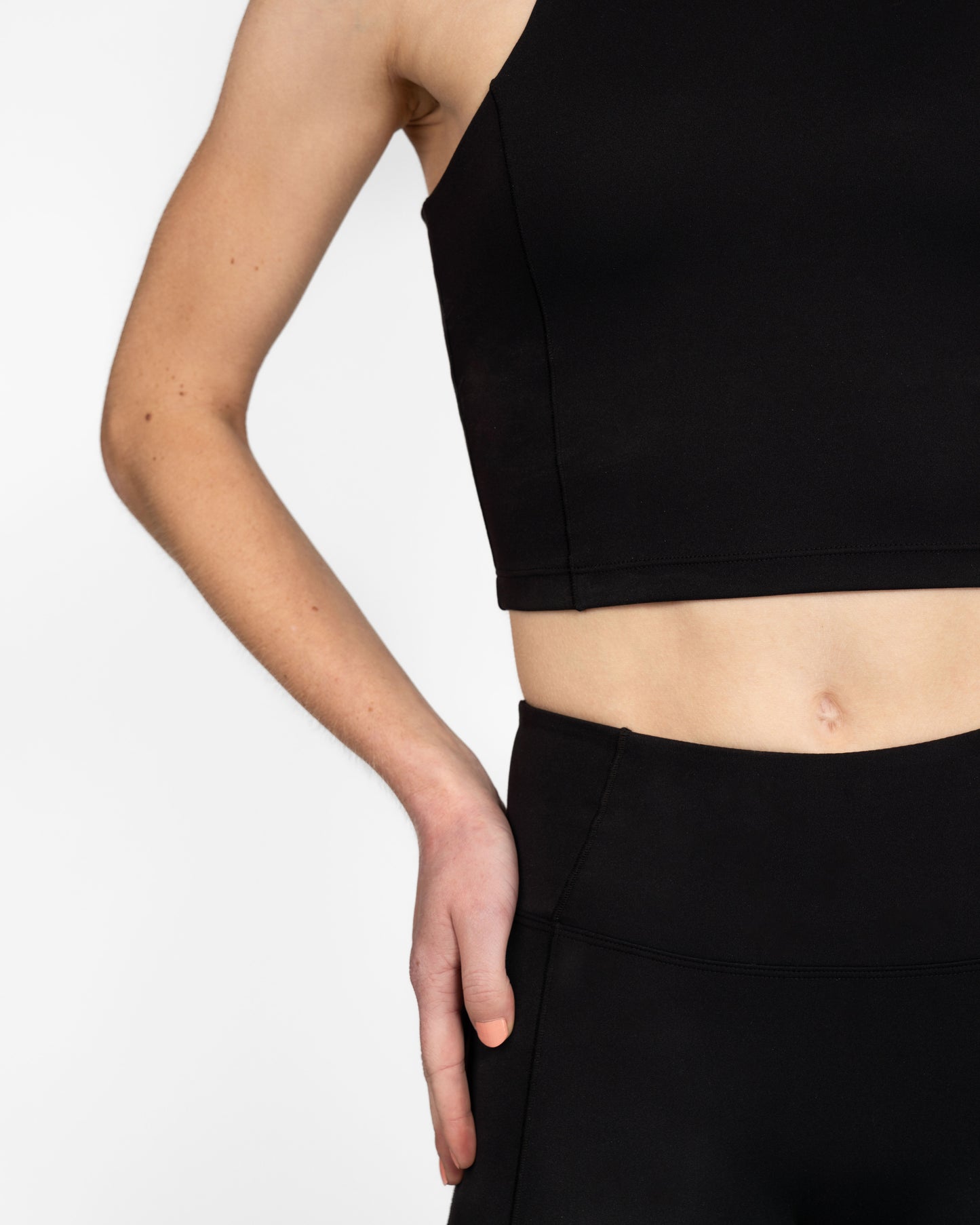 Sport crop top voor dames, zwart, black, ondersteunende sportkleding, Fanatique Sportswear