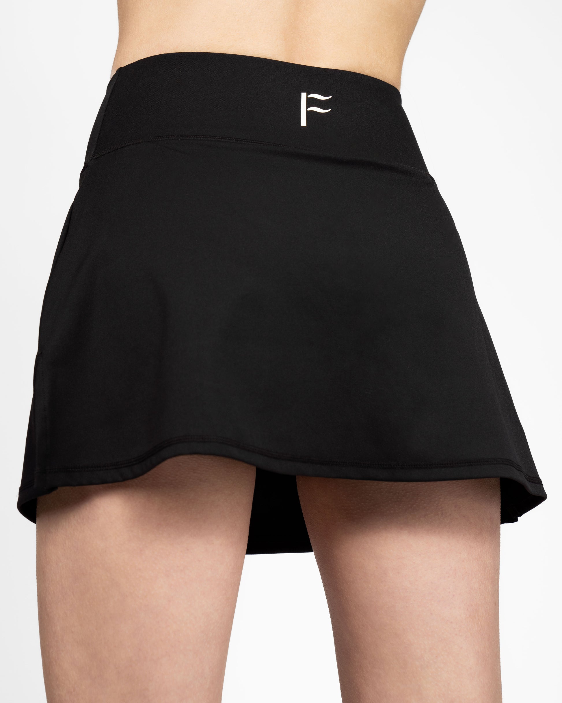 Sport Rok met broekje voor dames tennis padel, black, zwart, squat-proof sportkleding, Fanatique Sportswear