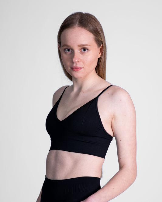 Sport bh voor dames, black, zwart, ondersteunende sportkleding, Fanatique Sportswear