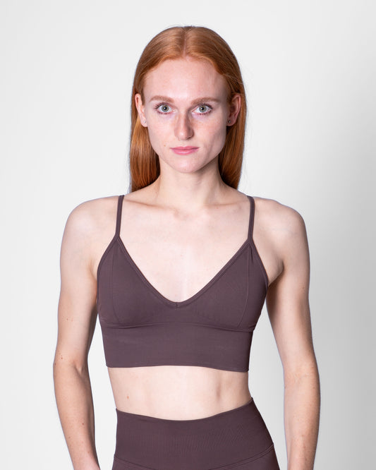 Sport bh voor dames, dark brown, bruin, ondersteunende sportkleding, Fanatique Sportswear